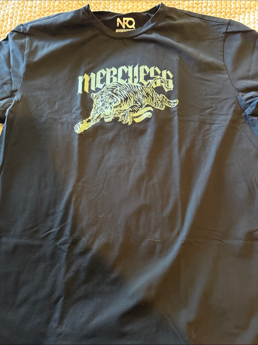 MERCILESS Black Short Sleeve Tee with Yellow Tiger Graphic - Picture 4 of 5
